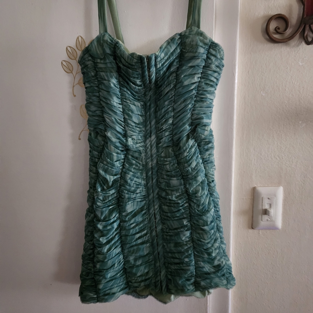 House of cb green ruched dress